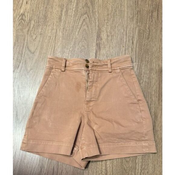 Everlane High Waist double button zip up shorts in Khaki size 2 - Picture 1 of 3